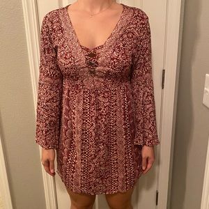 Red Pattern Flowy Mini dress